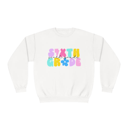 6th Grade Flower Power Teacher Crewneck Sweatshirt