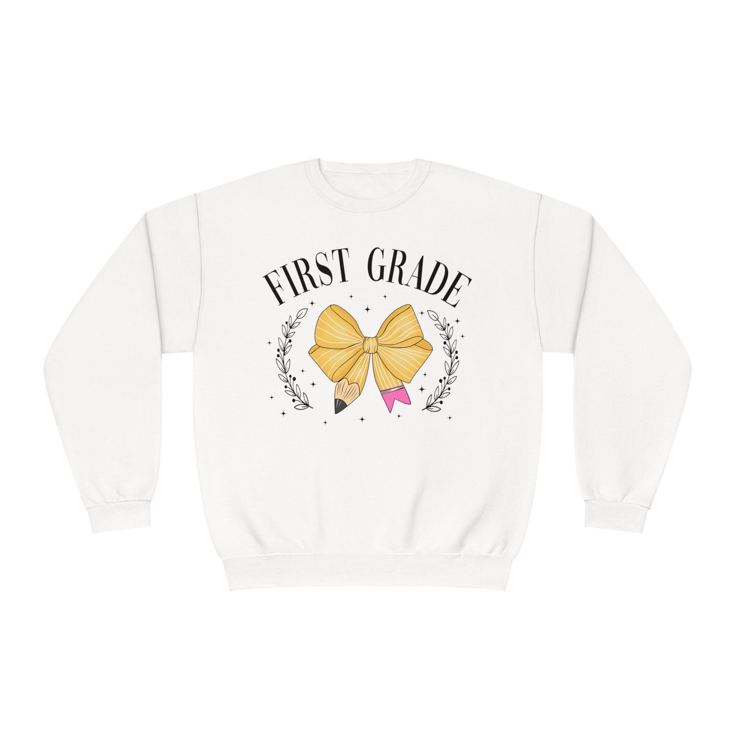 1st Grade Teacher Bow Crewneck Sweatshirt