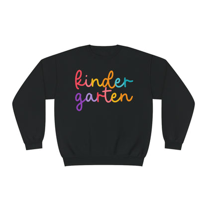 Kindergarten Colorful Cursive Teacher Crewneck Sweatshirt