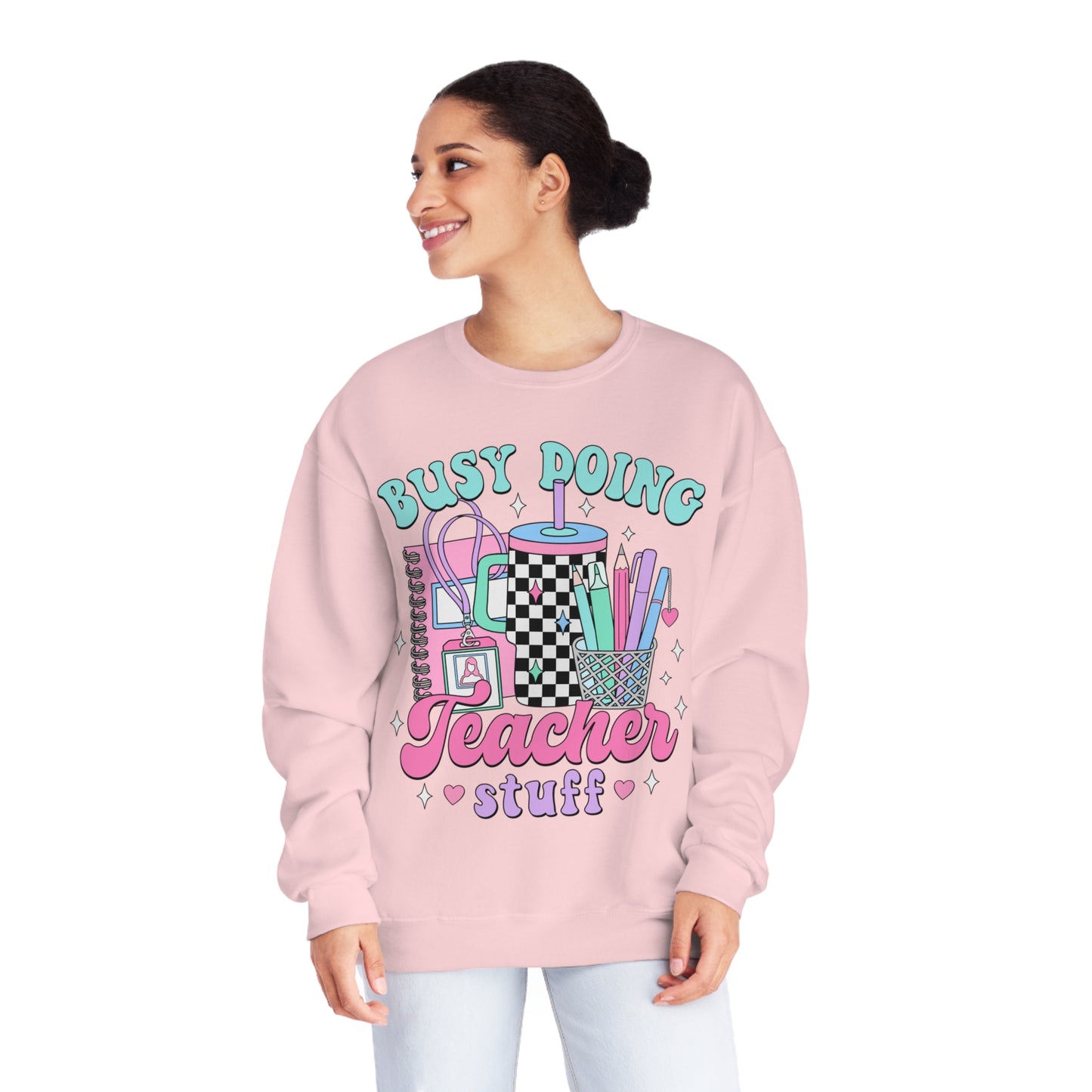 Busy Doing Teacher Stuff Crewneck Sweatshirt