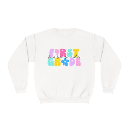 1st Grade Flower Power Teacher Crewneck Sweatshirt