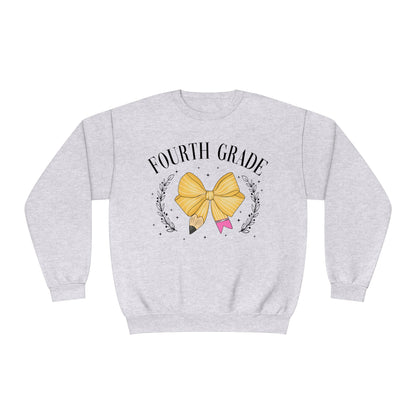 4th Grade Teacher Bow Crewneck Sweatshirt