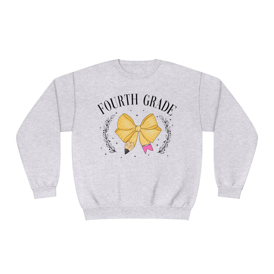 4th Grade Teacher Bow Crewneck Sweatshirt