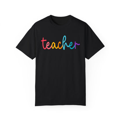 Teacher Colorful Cursive Tee