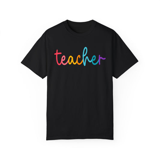 Teacher Colorful Cursive Tee