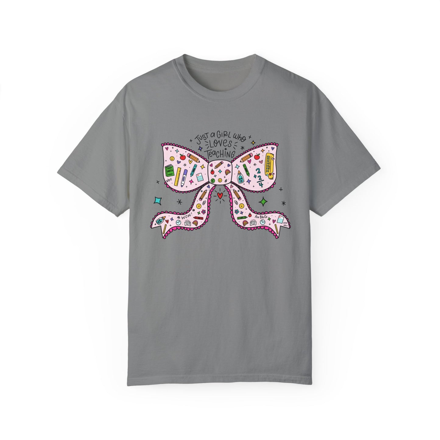 Just A Girl Who Loves Teaching (Black Outline In Pink) Tee