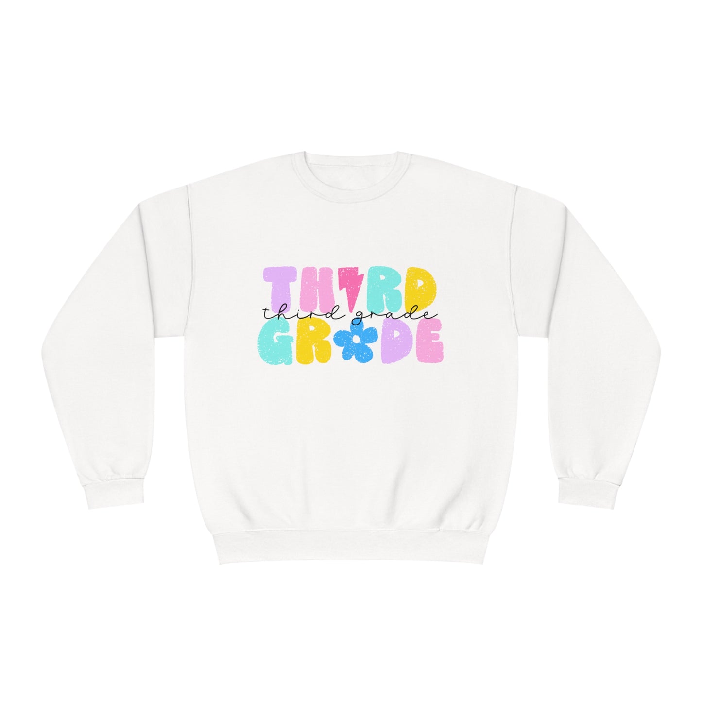 3rd Grade Flower Power Teacher Crewneck Sweatshirt