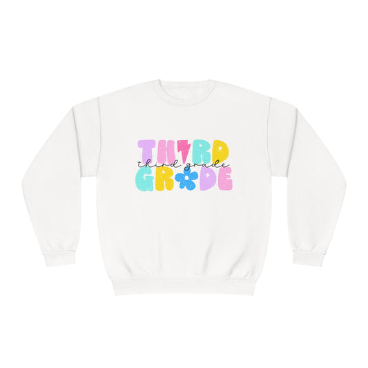 3rd Grade Flower Power Teacher Crewneck Sweatshirt