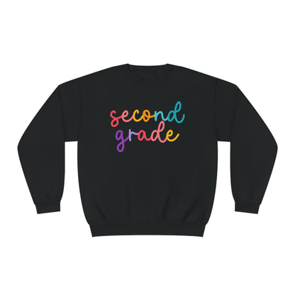 2nd Grade Colorful Cursive Teacher Crewneck Sweatshirt