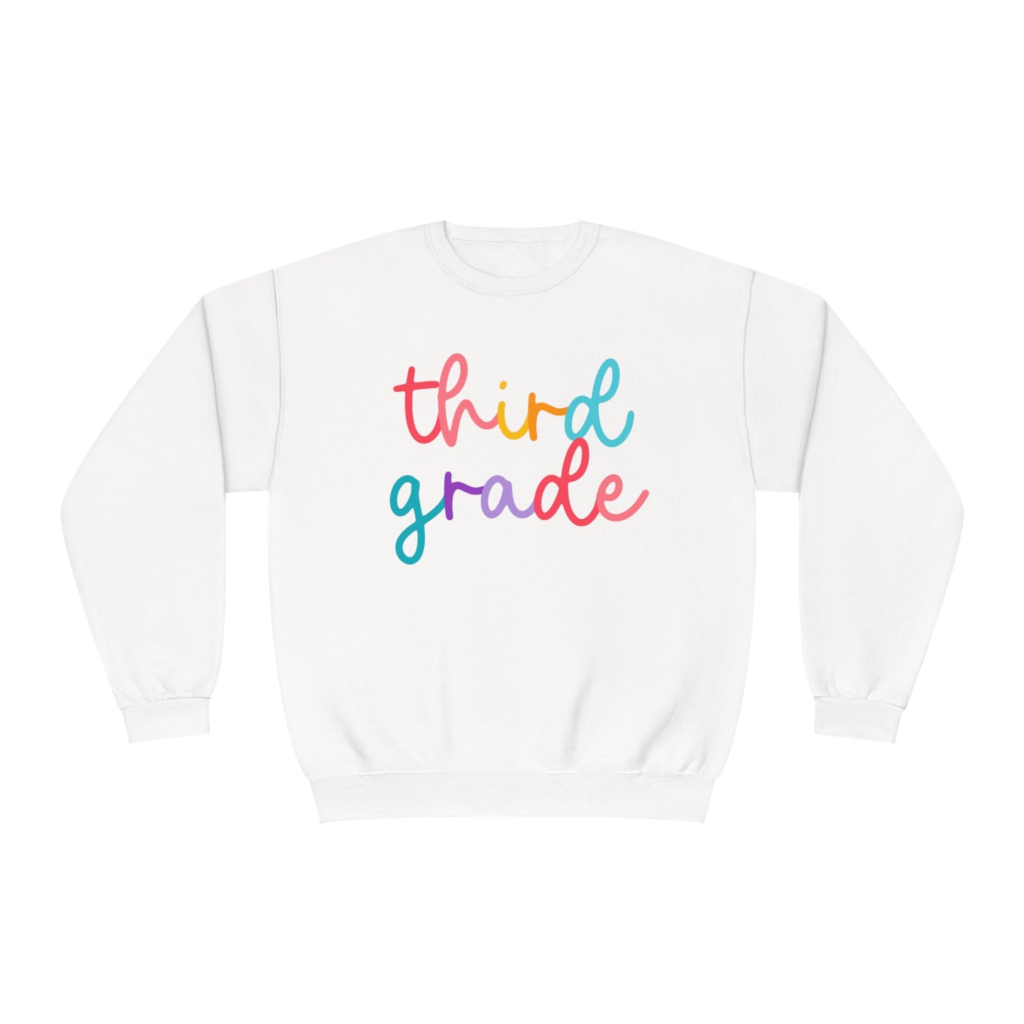 3rd Grade Colorful Cursive Teacher Crewneck Sweatshirt
