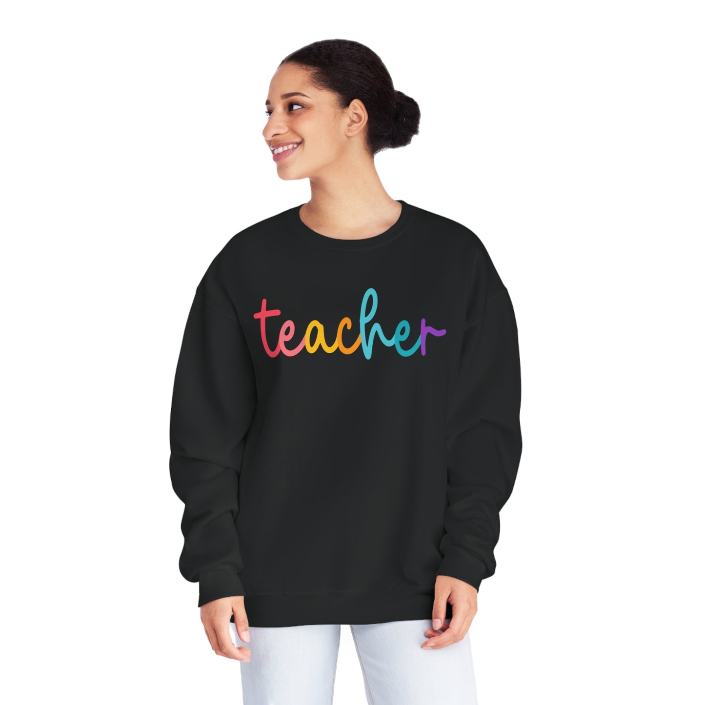 Colorful Cursive Teacher Crewneck Sweatshirt