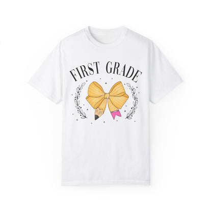 1st Grade Bow Teacher Tee