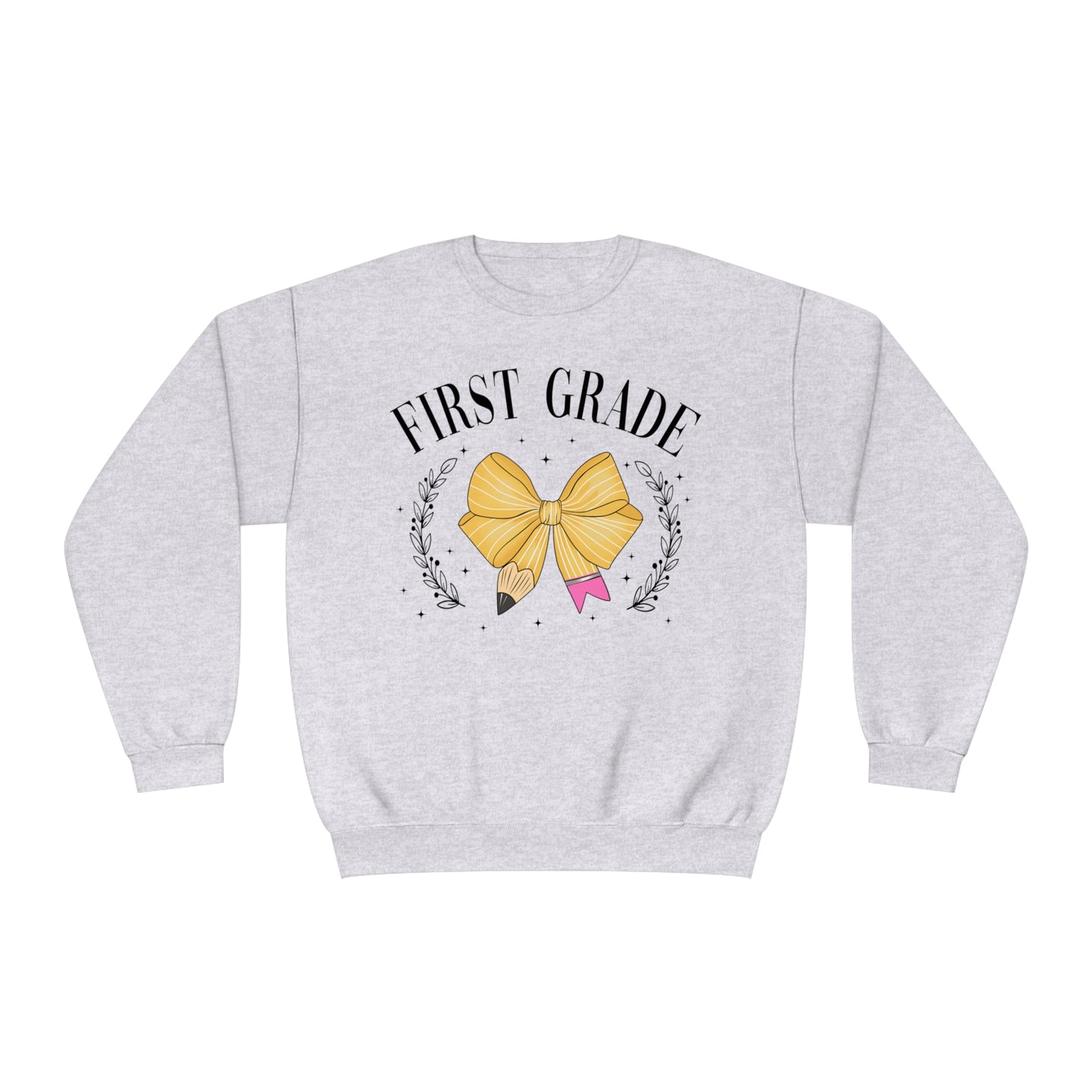 1st Grade Teacher Bow Crewneck Sweatshirt