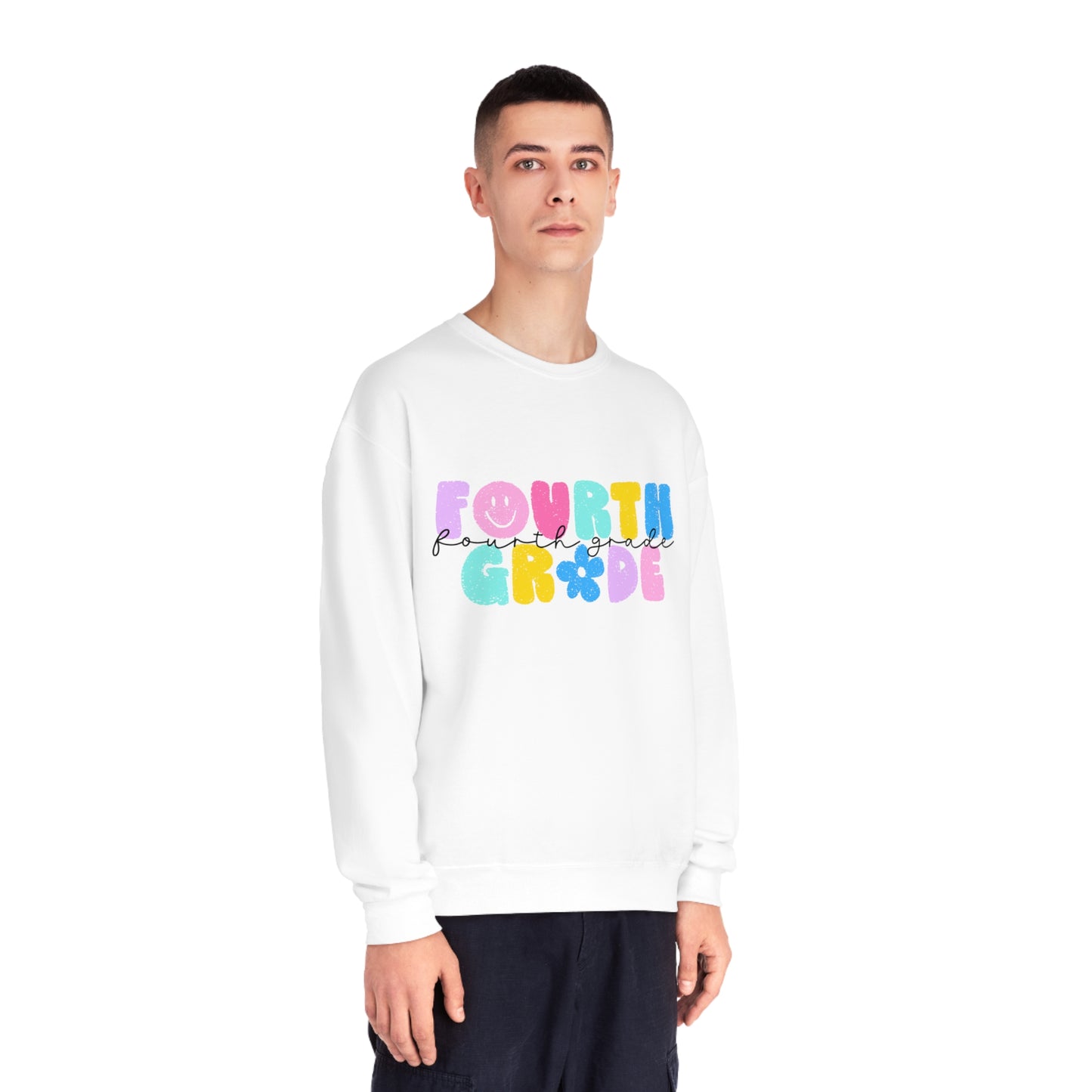 4th Grade Flower Power Teacher Crewneck Sweatshirt