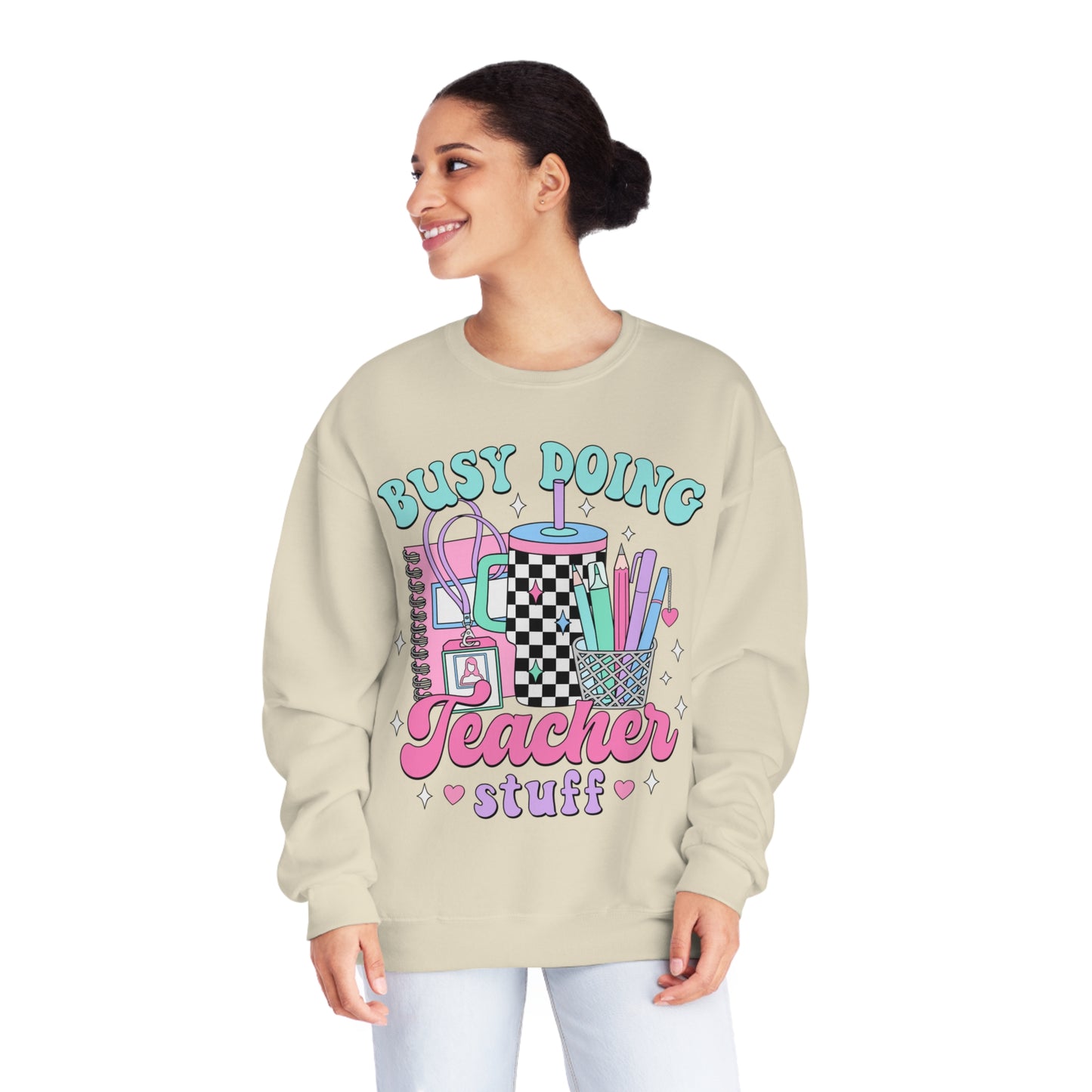 Busy Doing Teacher Stuff Crewneck Sweatshirt