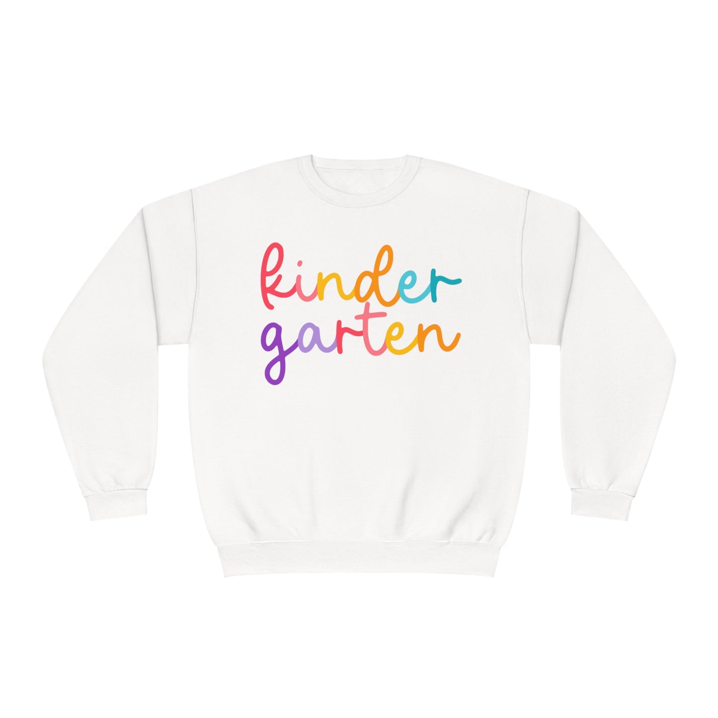Kindergarten Colorful Cursive Teacher Crewneck Sweatshirt