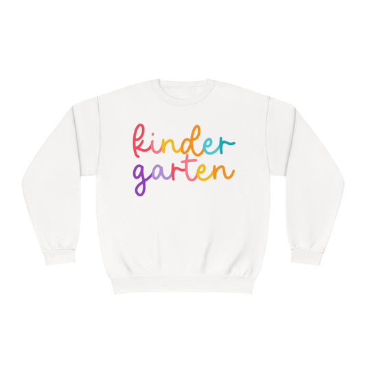 Kindergarten Colorful Cursive Teacher Crewneck Sweatshirt