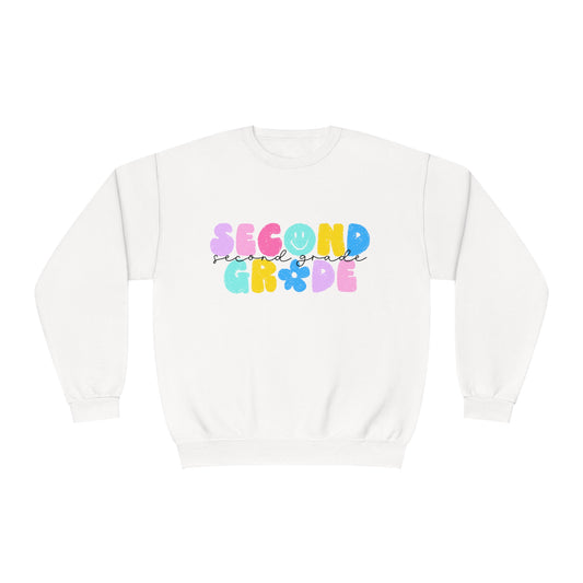 2nd Grade Flower Power Teacher Crewneck Sweatshirt