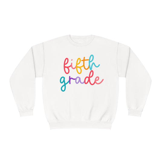 5th Grade Colorful Cursive Teacher Crewneck Sweatshirt