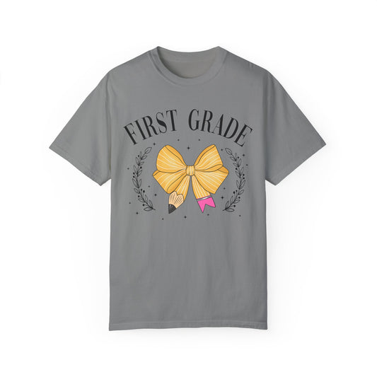 1st Grade Bow Teacher Tee