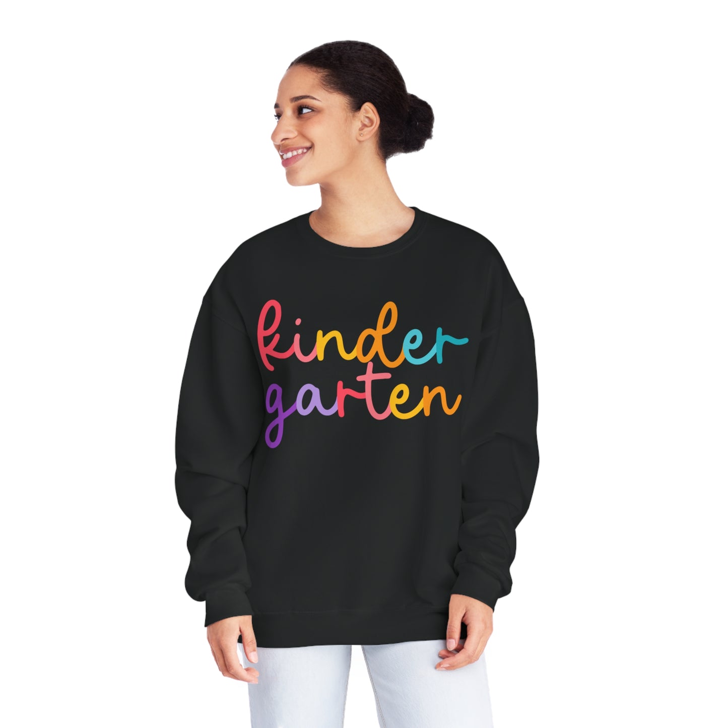 Kindergarten Colorful Cursive Teacher Crewneck Sweatshirt