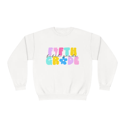 5th Grade Flower Power Teacher Crewneck Sweatshirt
