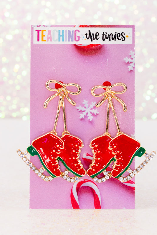Skating Into The Holiday Season (Red) Earrings