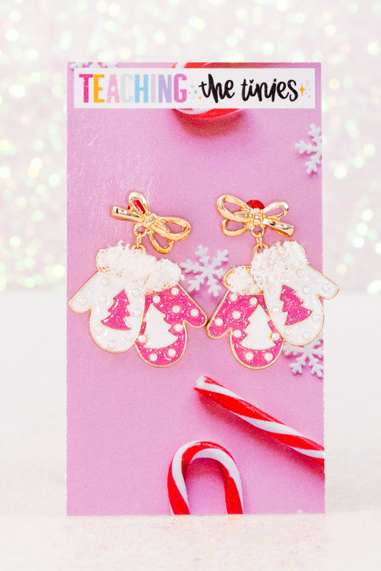 Merry Mitten Earrings (In Pink)