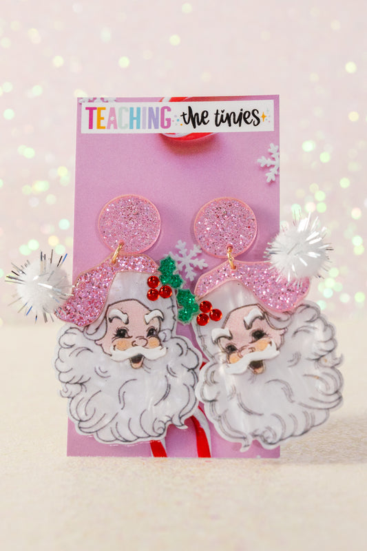 Dazzling Santa (In Pink) Earrings