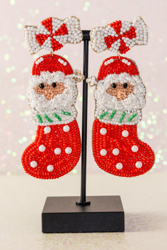 Santa In A Sock Earrings
