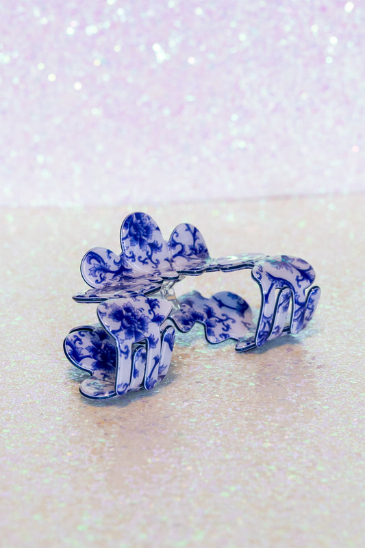 Blue Toile Claw Clip