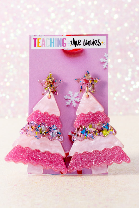 On Christmas We Wear Pink Earrings