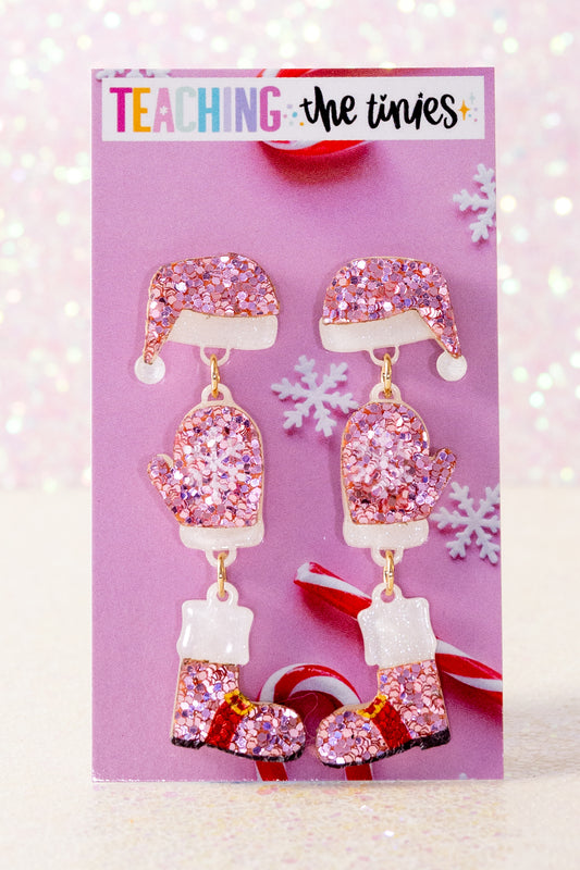 Sparkly Santa Suit Earrings