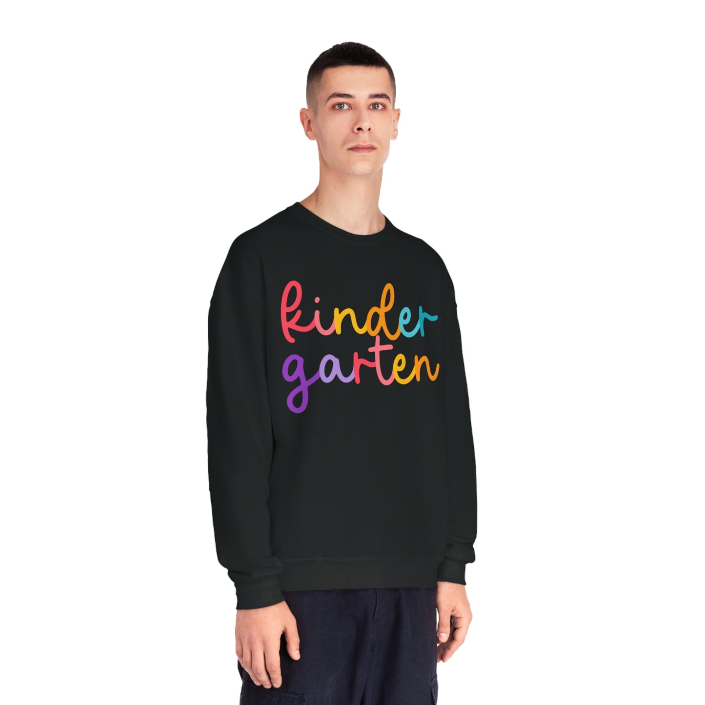 Kindergarten Colorful Cursive Teacher Crewneck Sweatshirt