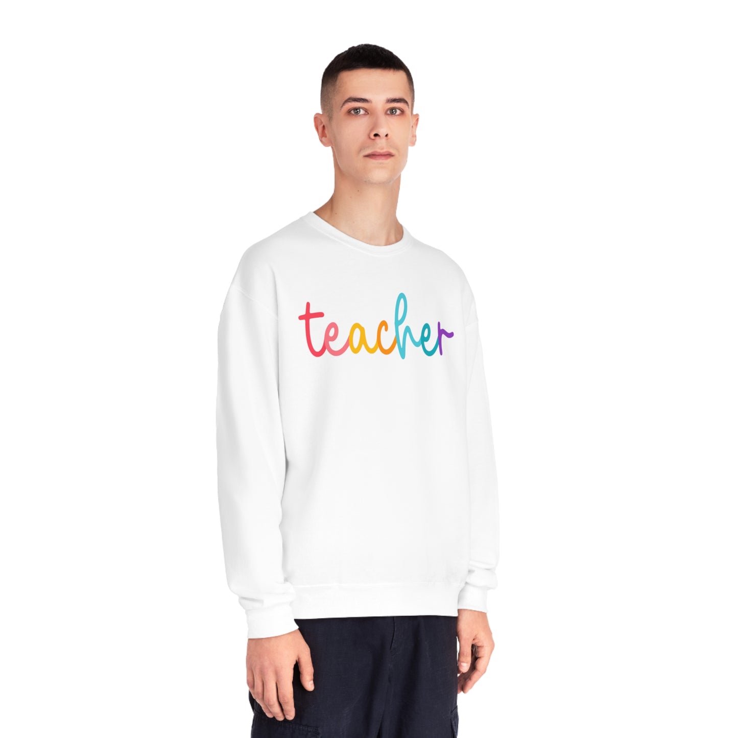 Colorful Cursive Teacher Crewneck Sweatshirt