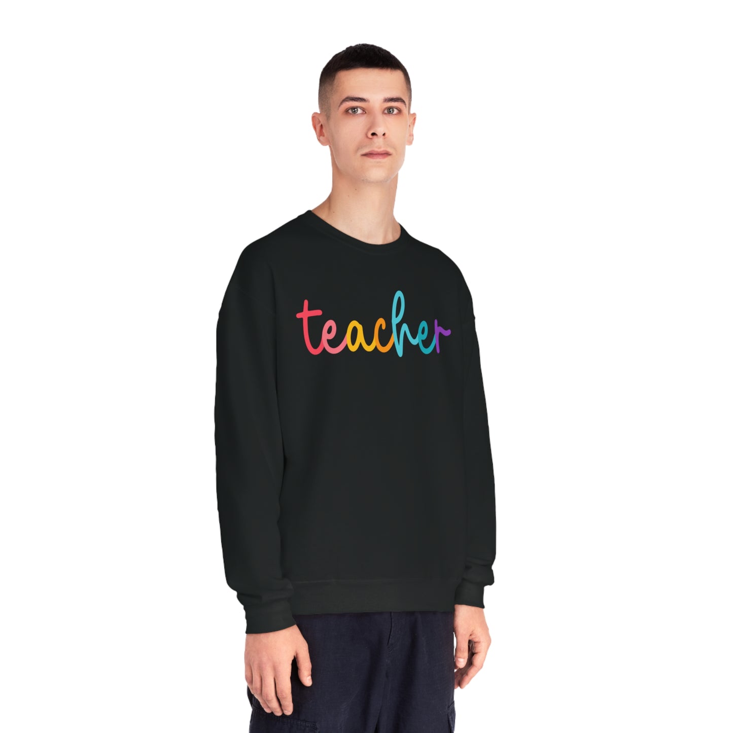 Colorful Cursive Teacher Crewneck Sweatshirt