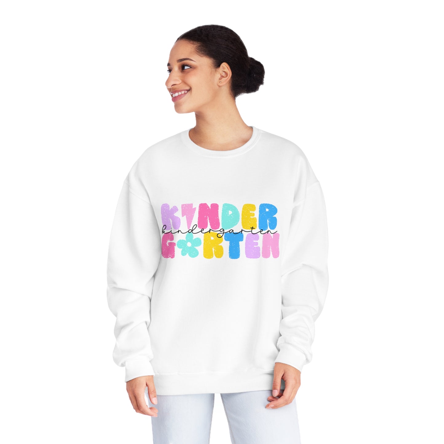 Kindergarten Flower Power Teacher Crewneck Sweatshirt
