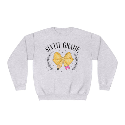 6th Grade Teacher Bow Crewneck Sweatshirt