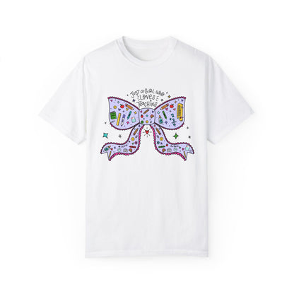 Just A Girl Who Loves Teaching (Black Outline In Lavender) Tee