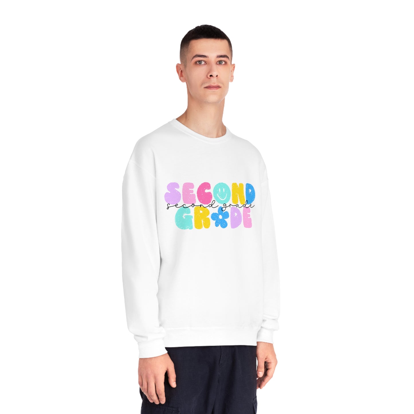 2nd Grade Flower Power Teacher Crewneck Sweatshirt